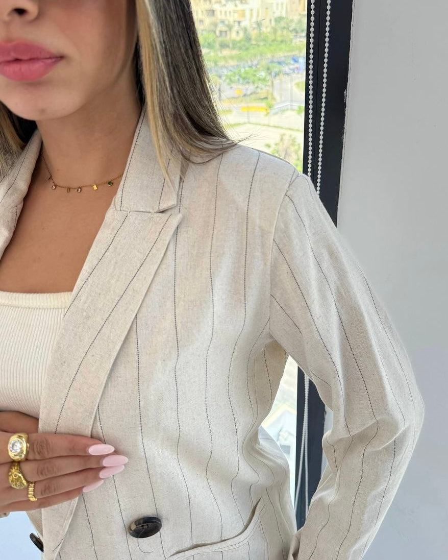 Striped Linen Blazer – Timeless Elegance