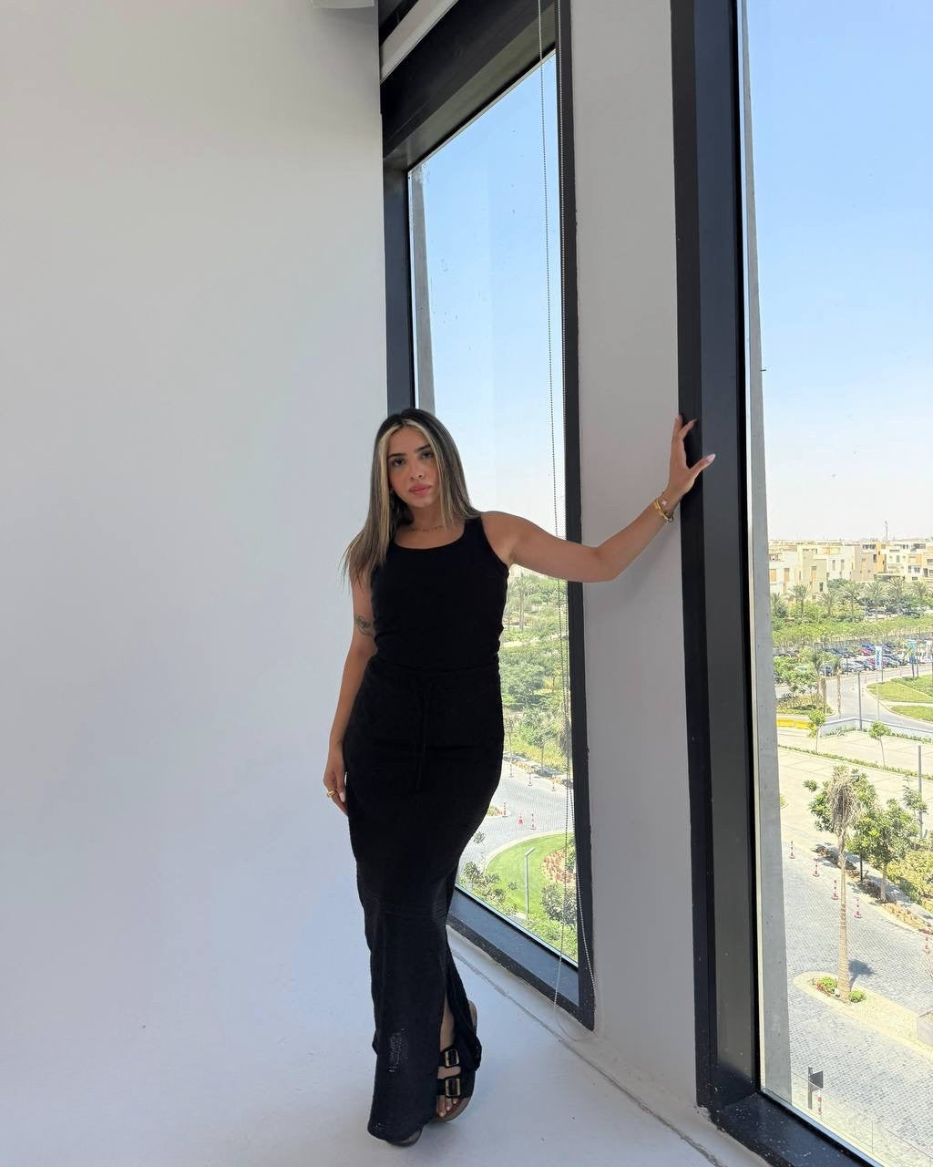 Textured Maxi Skirt with Side Slit