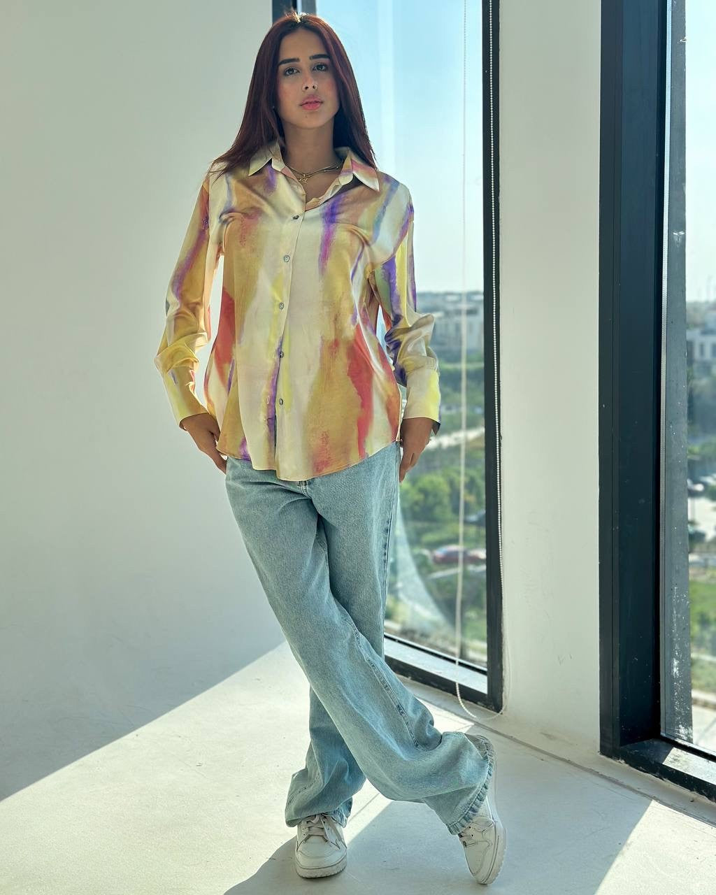 Satin Tie-Dye Shirt | Color Splash Vibes