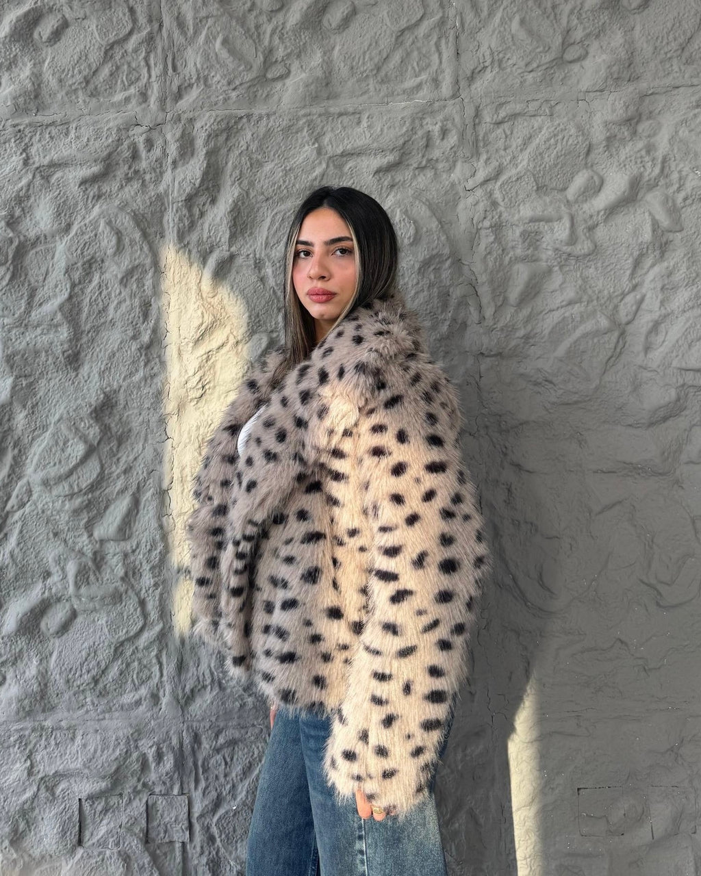 IVOIRE Leopard Faux Fur Coat