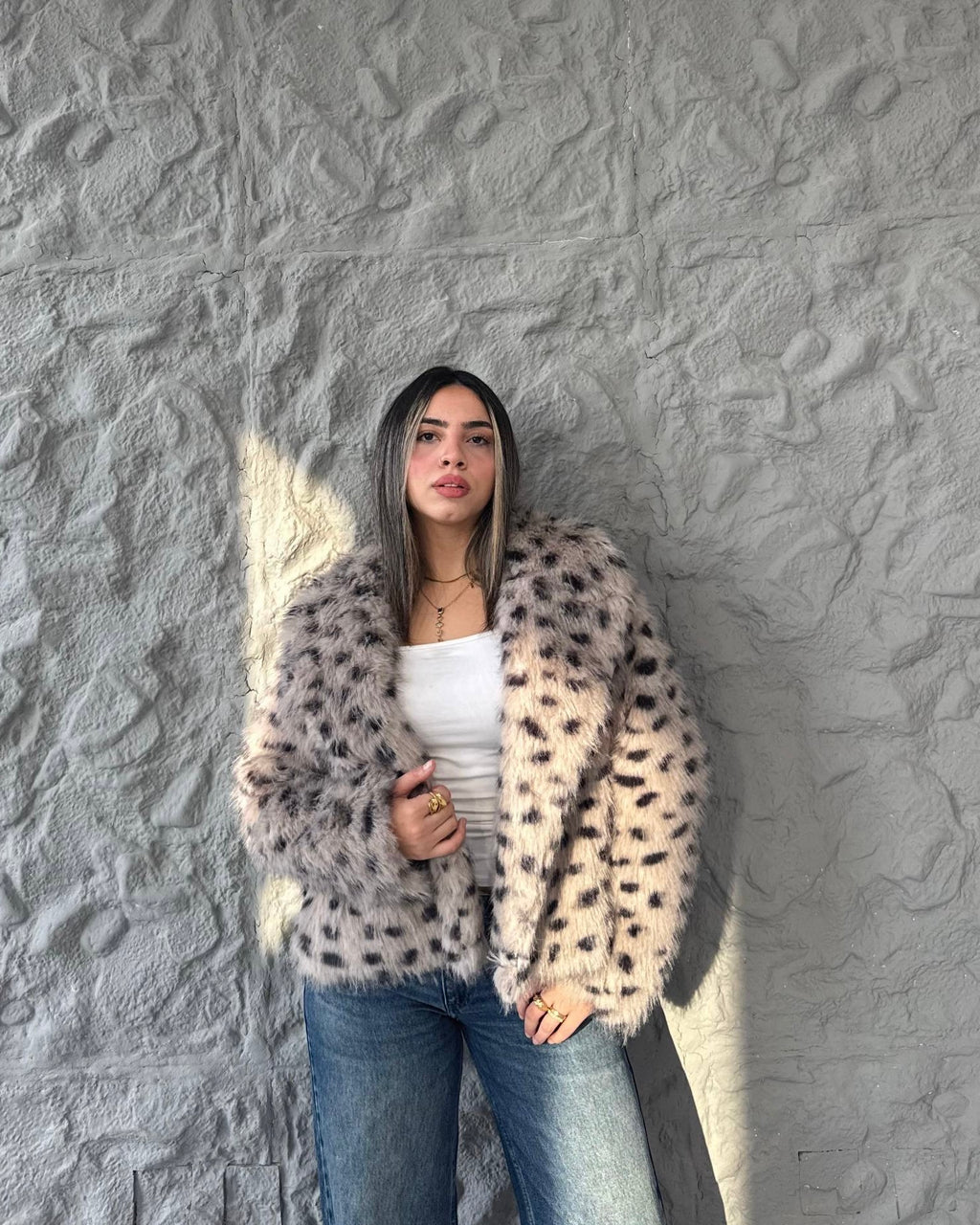 IVOIRE Leopard Faux Fur Coat