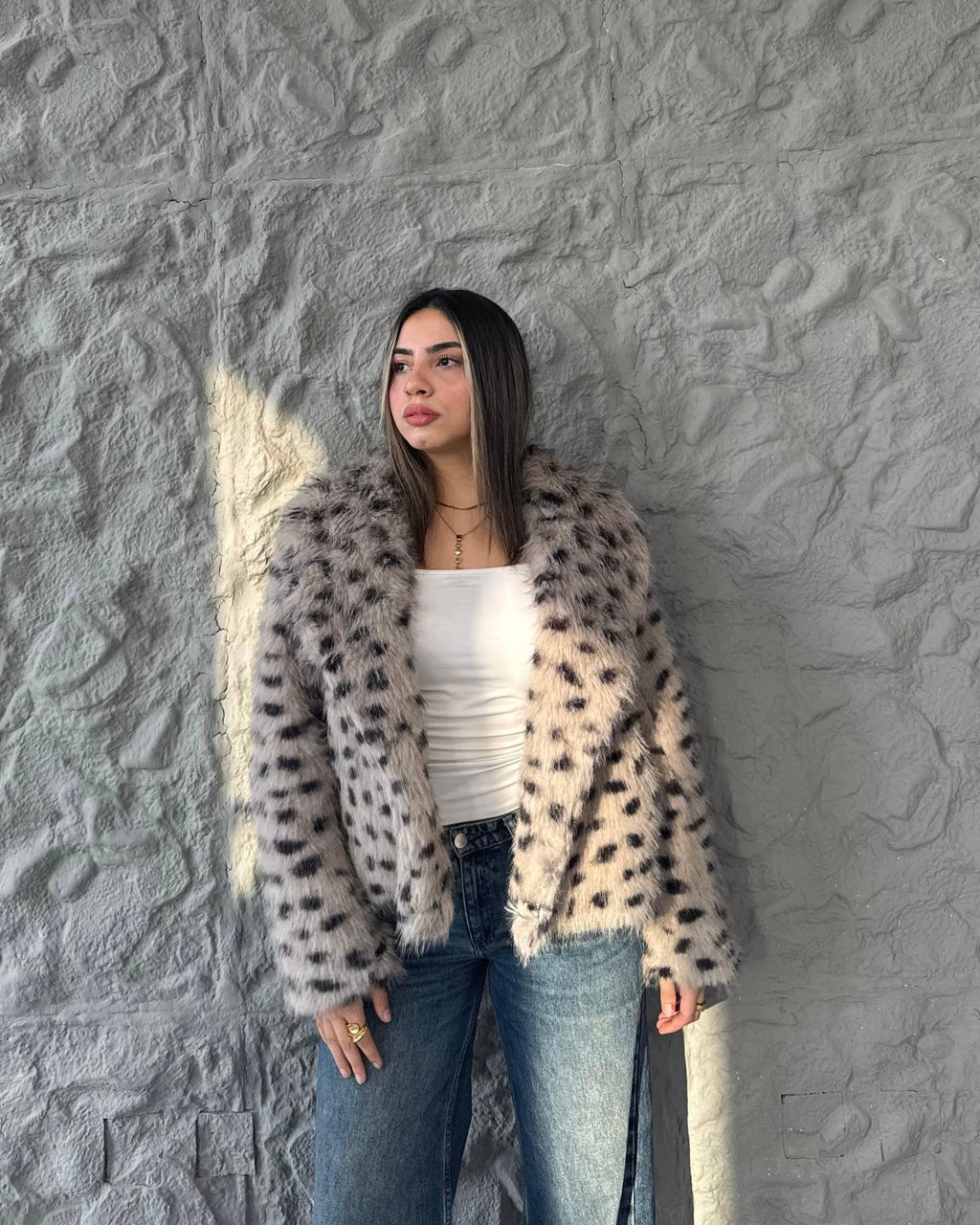 IVOIRE Leopard Faux Fur Coat