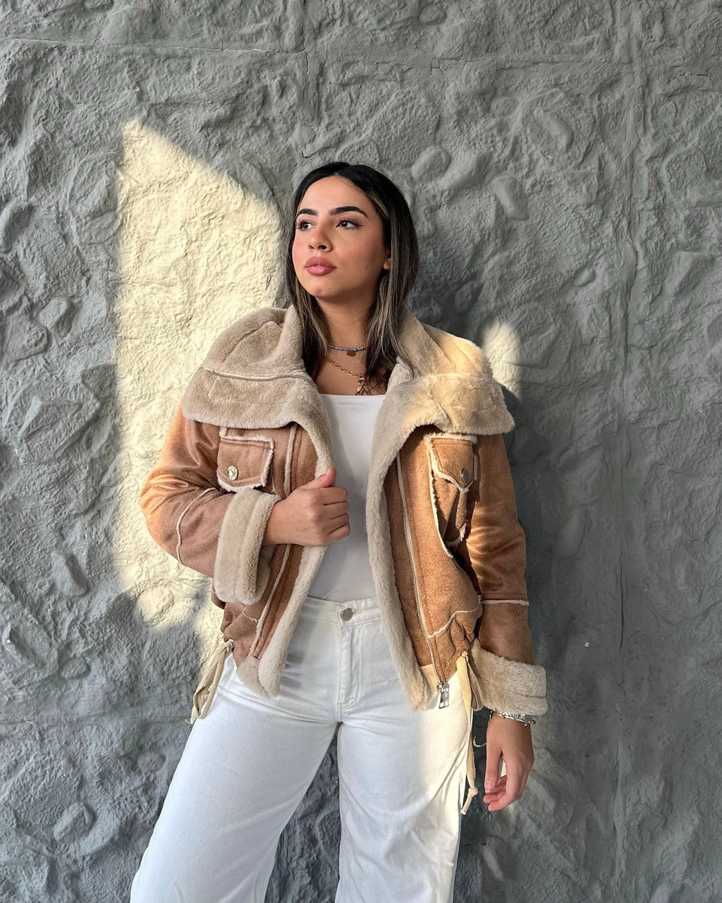 IVOIRE Leather & Fur Jacket