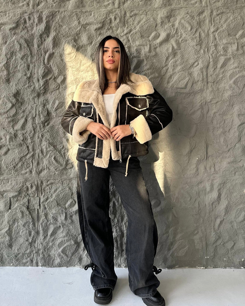 IVOIRE Leather & Fur Jacket