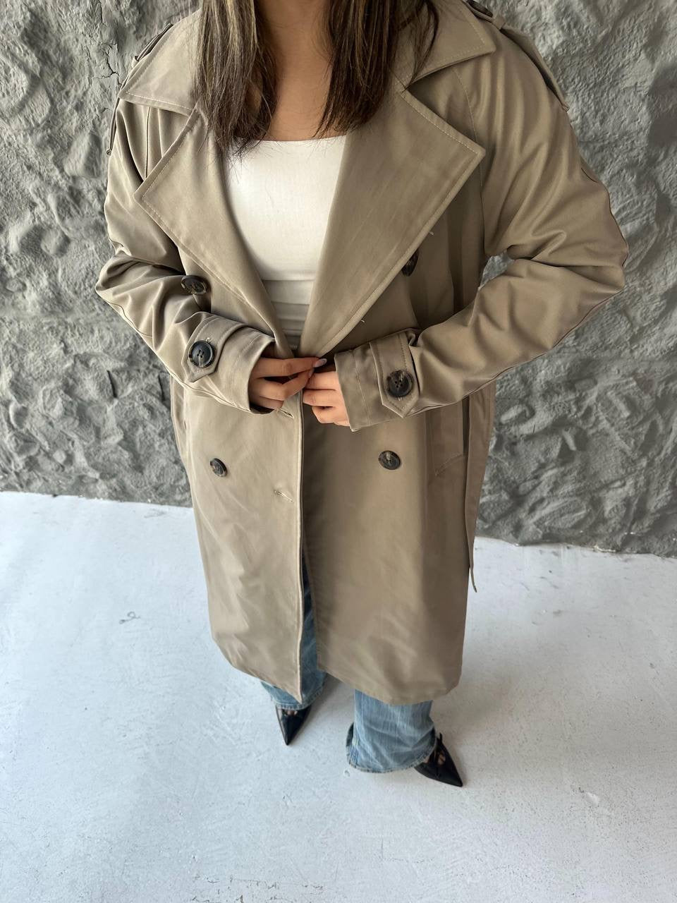 Ivoire Premium Gabardine Trench Coat