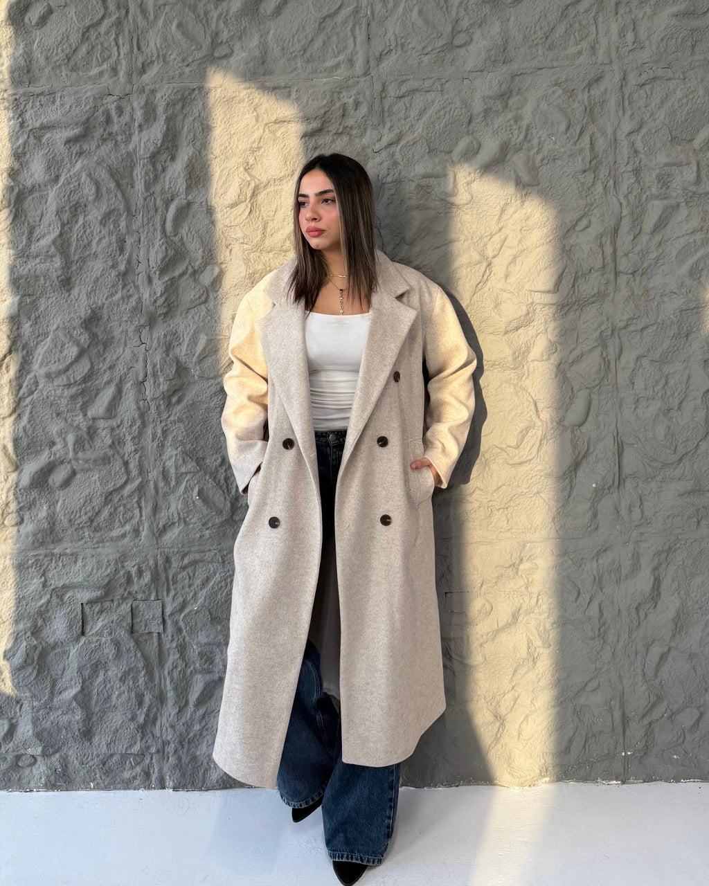 IVOIRE Long Coat | Elegant Wool Touch