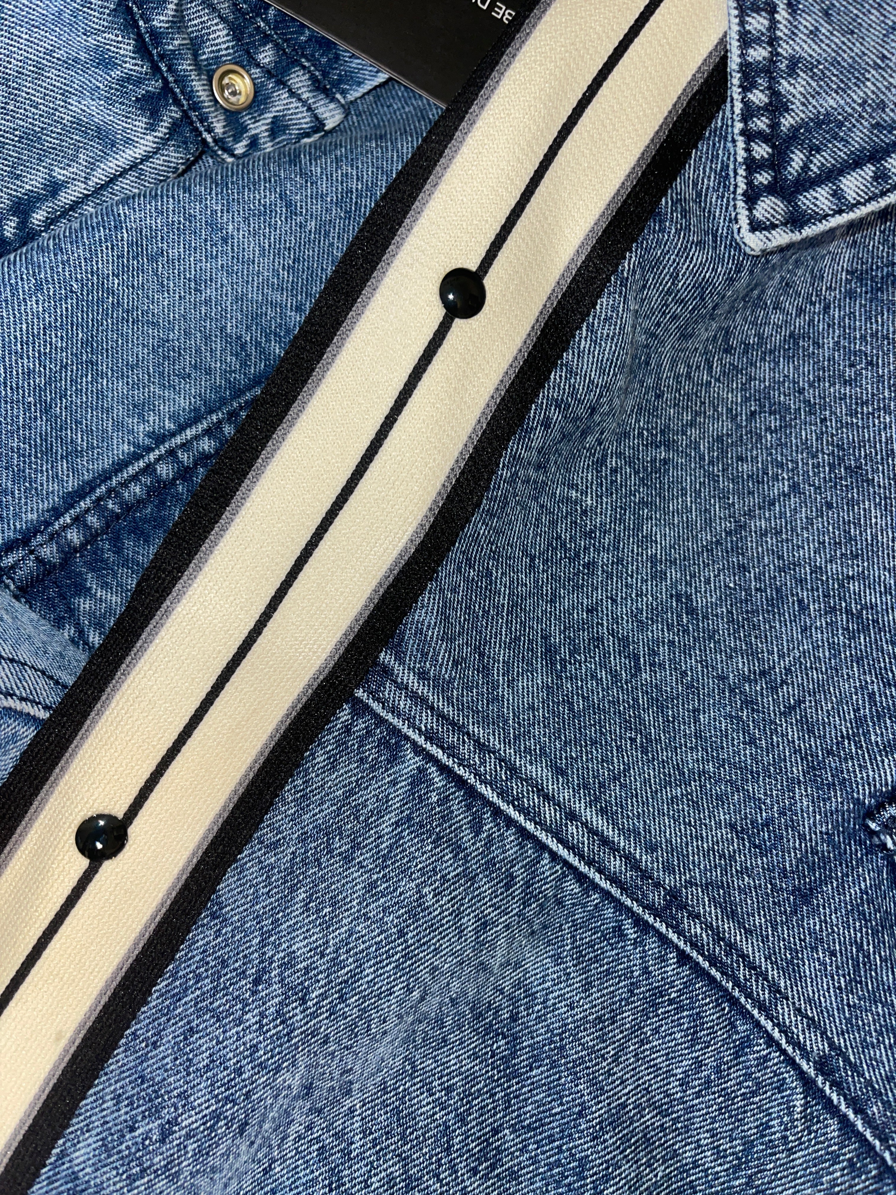 Denim Jacket with Side Stripes