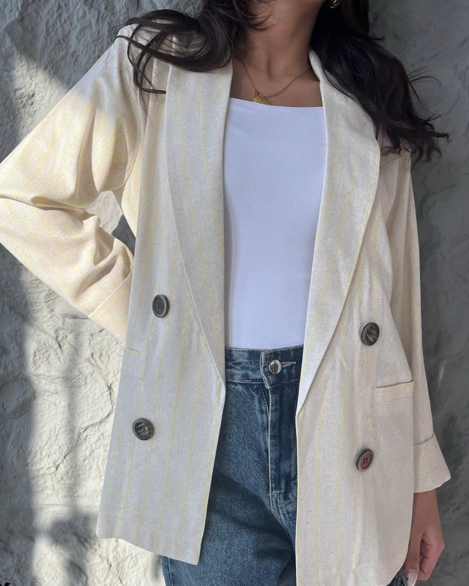 Striped Linen Blazer – Timeless Elegance