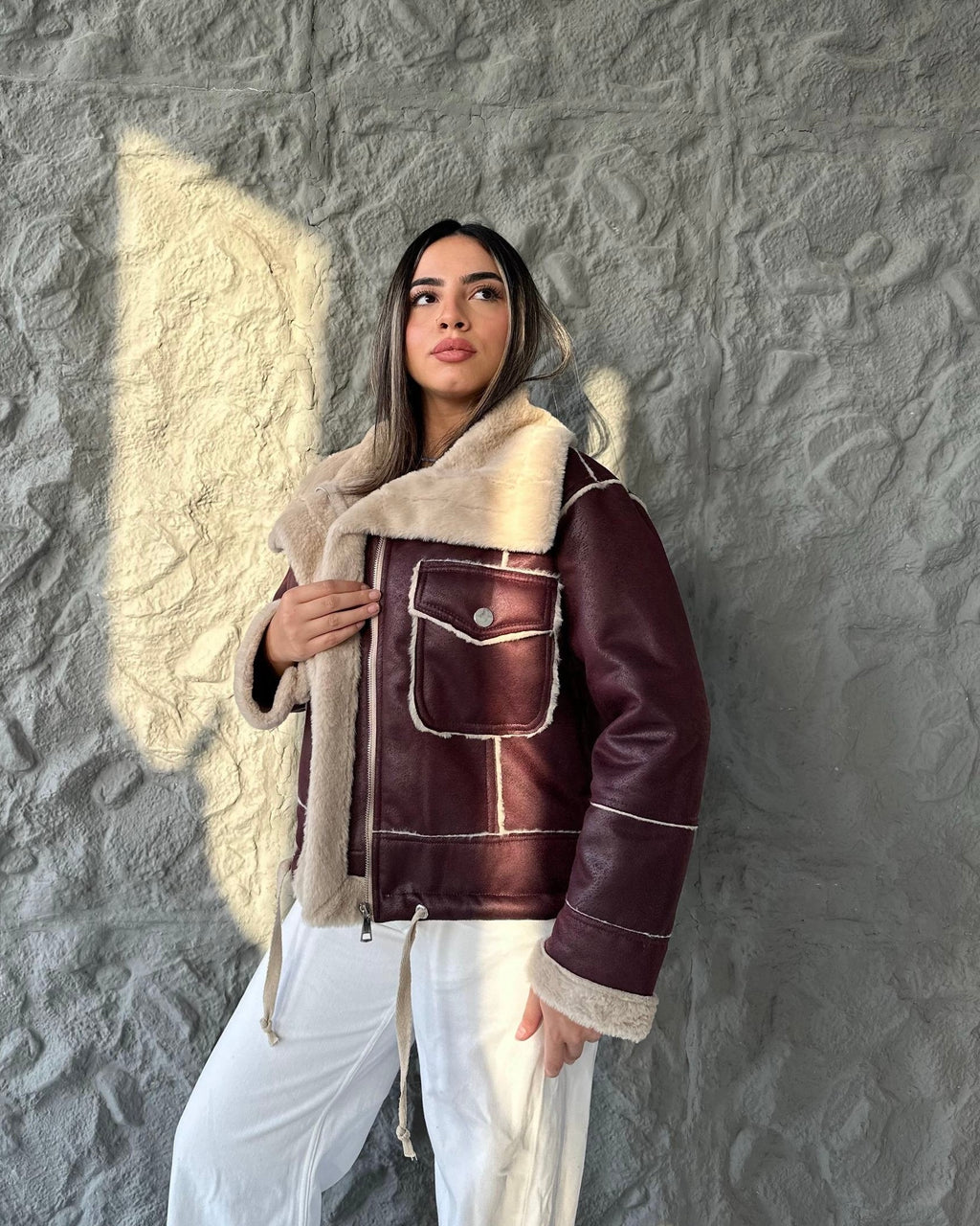 IVOIRE Leather & Fur Jacket