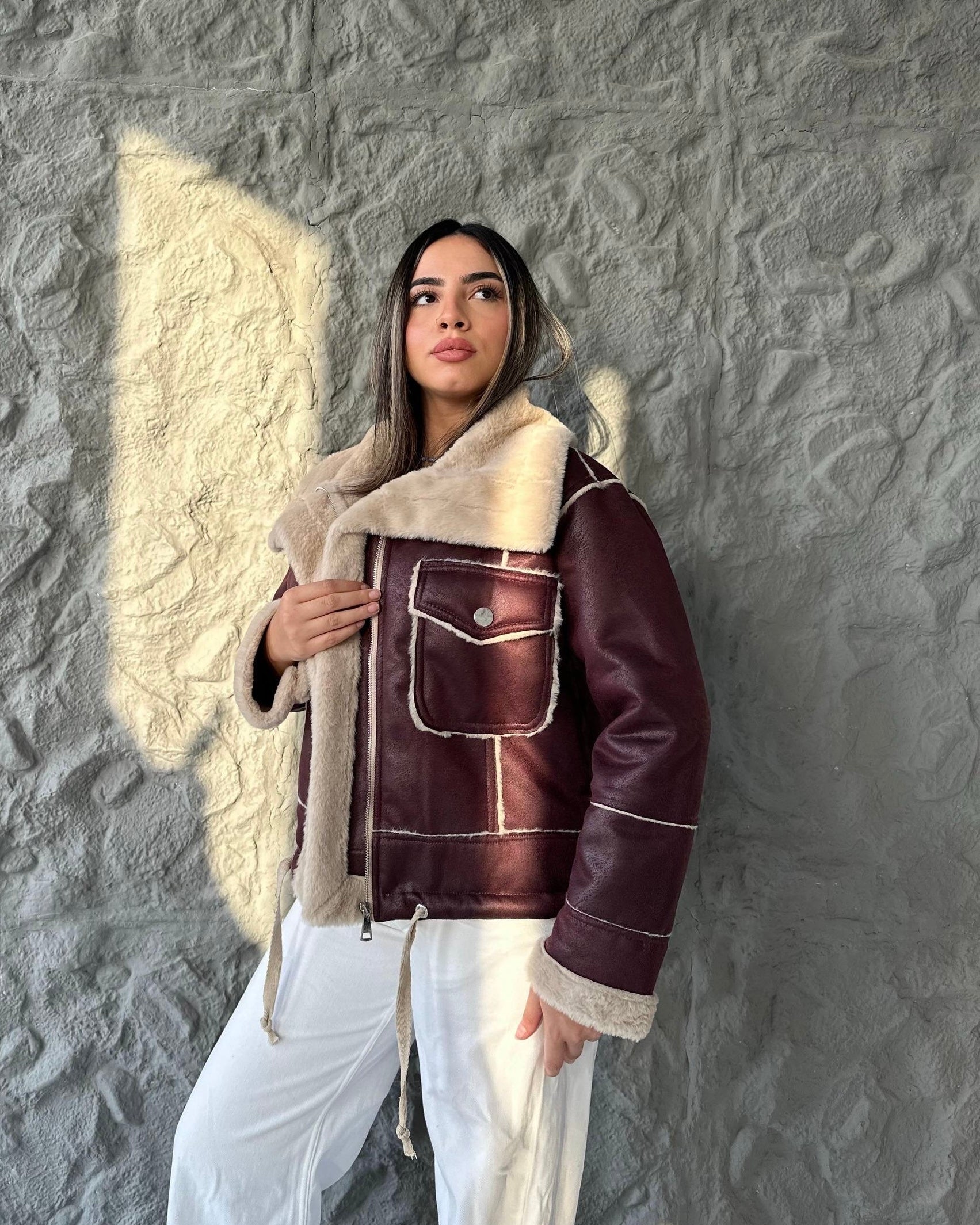 IVOIRE Leather & Fur Jacket