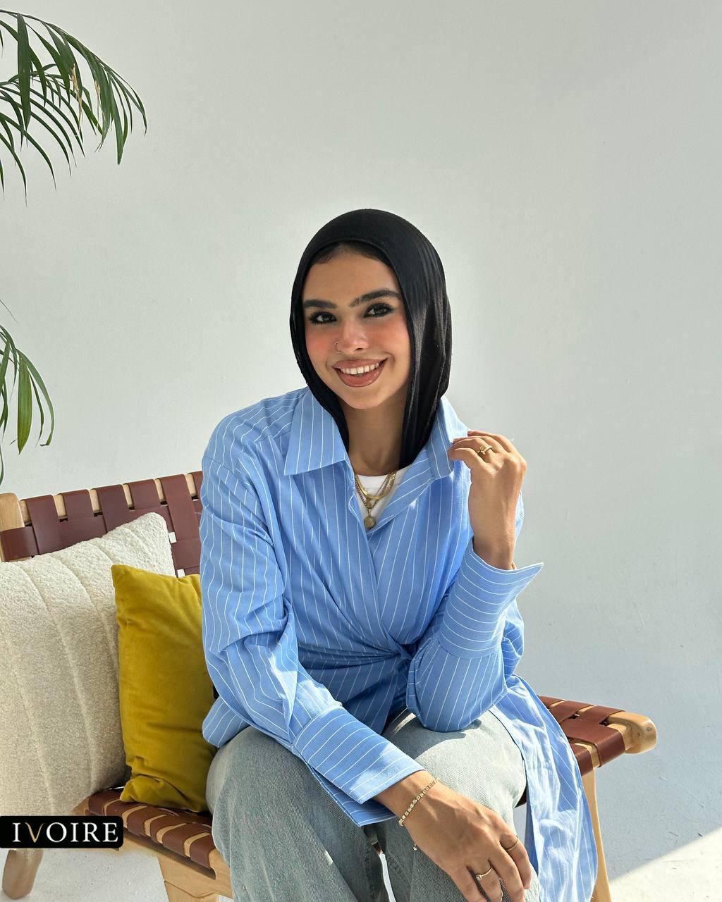 Striped Poplin Wrap Blouse | Chic Tie Waist Design