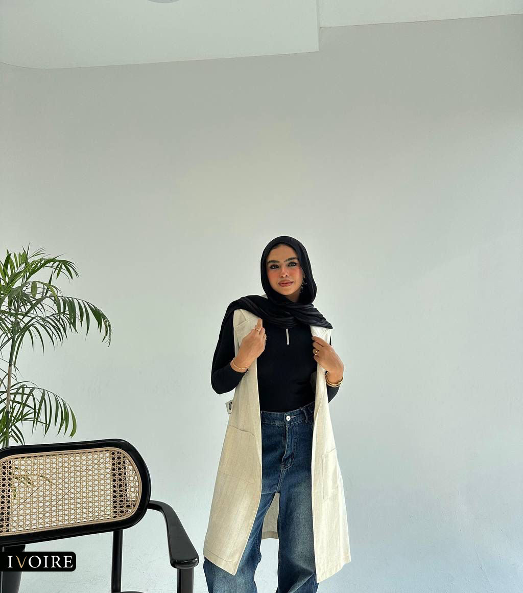 Striped Linen Sleeveless Vest