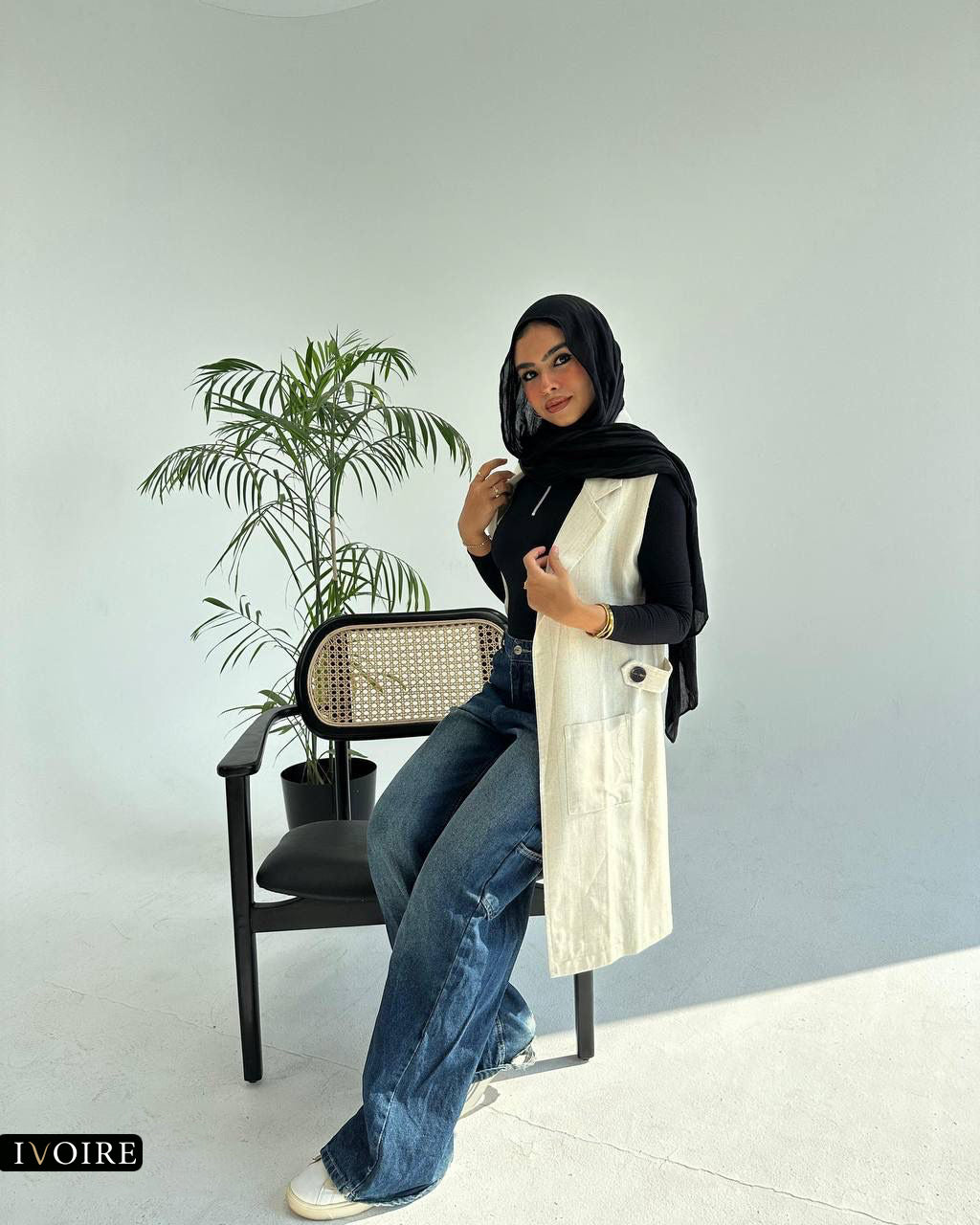 Striped Linen Sleeveless Vest