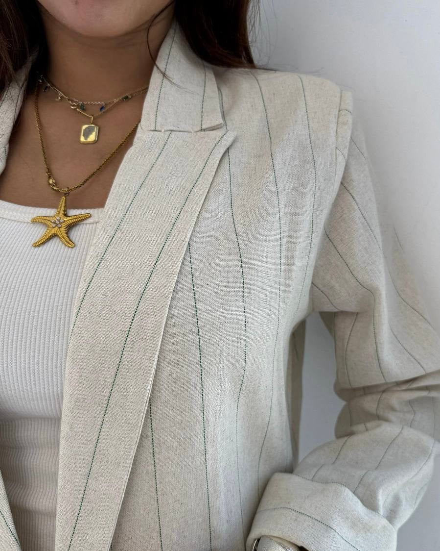 Striped Linen Blazer – Timeless Elegance