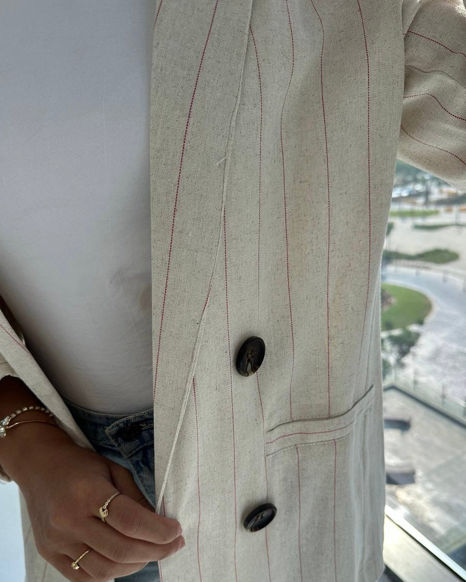Striped Linen Blazer – Timeless Elegance