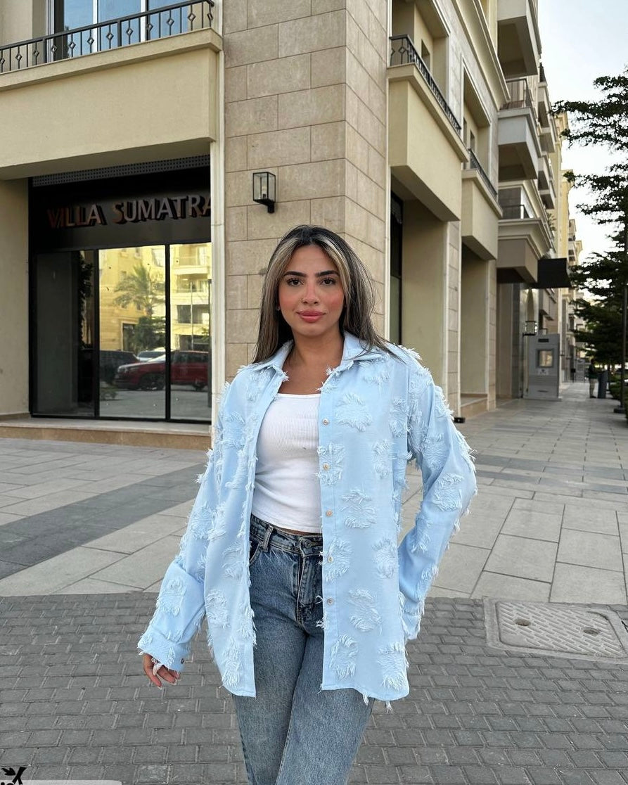 Distressed Oversized Shirt | Trendy Vibes