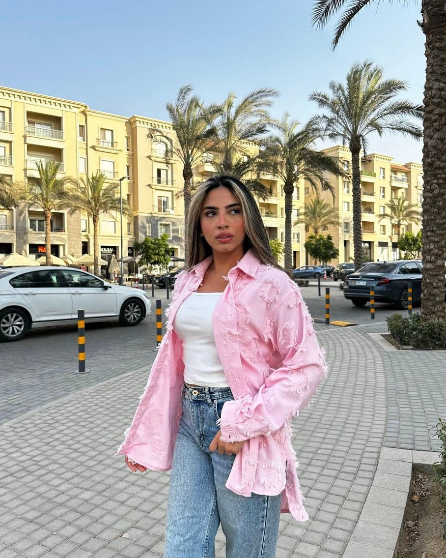 Distressed Oversized Shirt | Trendy Vibes