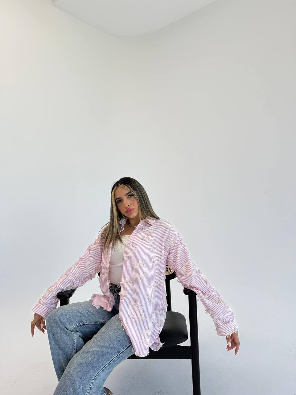 Frayed Stripe Detail Shirt – Modern Casual