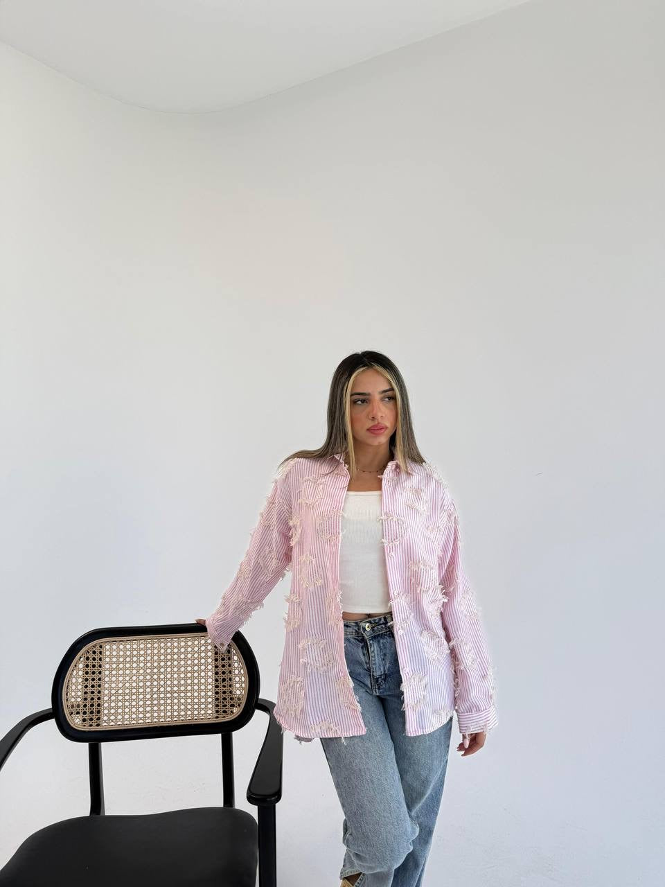 Frayed Stripe Detail Shirt – Modern Casual