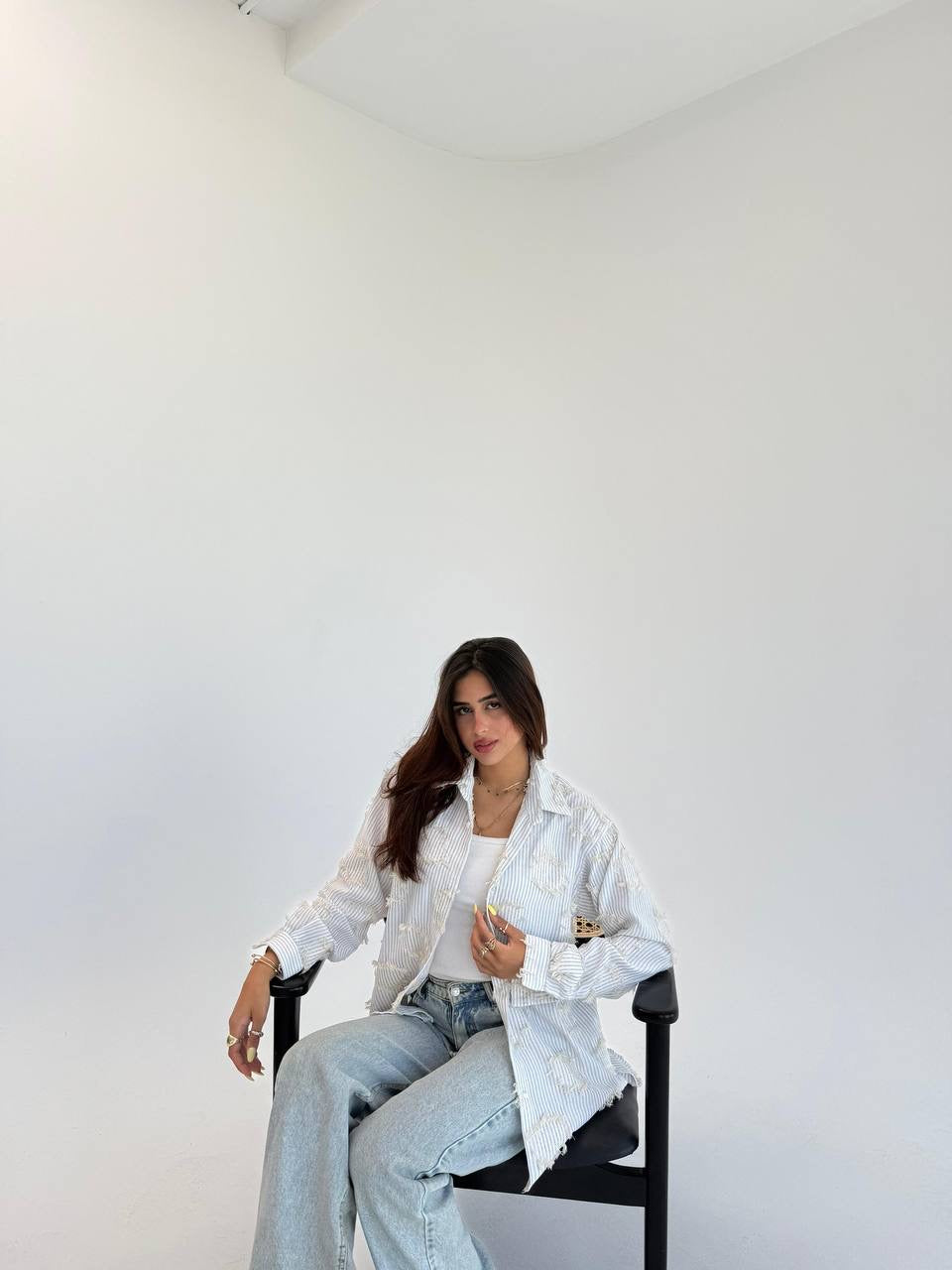 Frayed Stripe Detail Shirt – Modern Casual