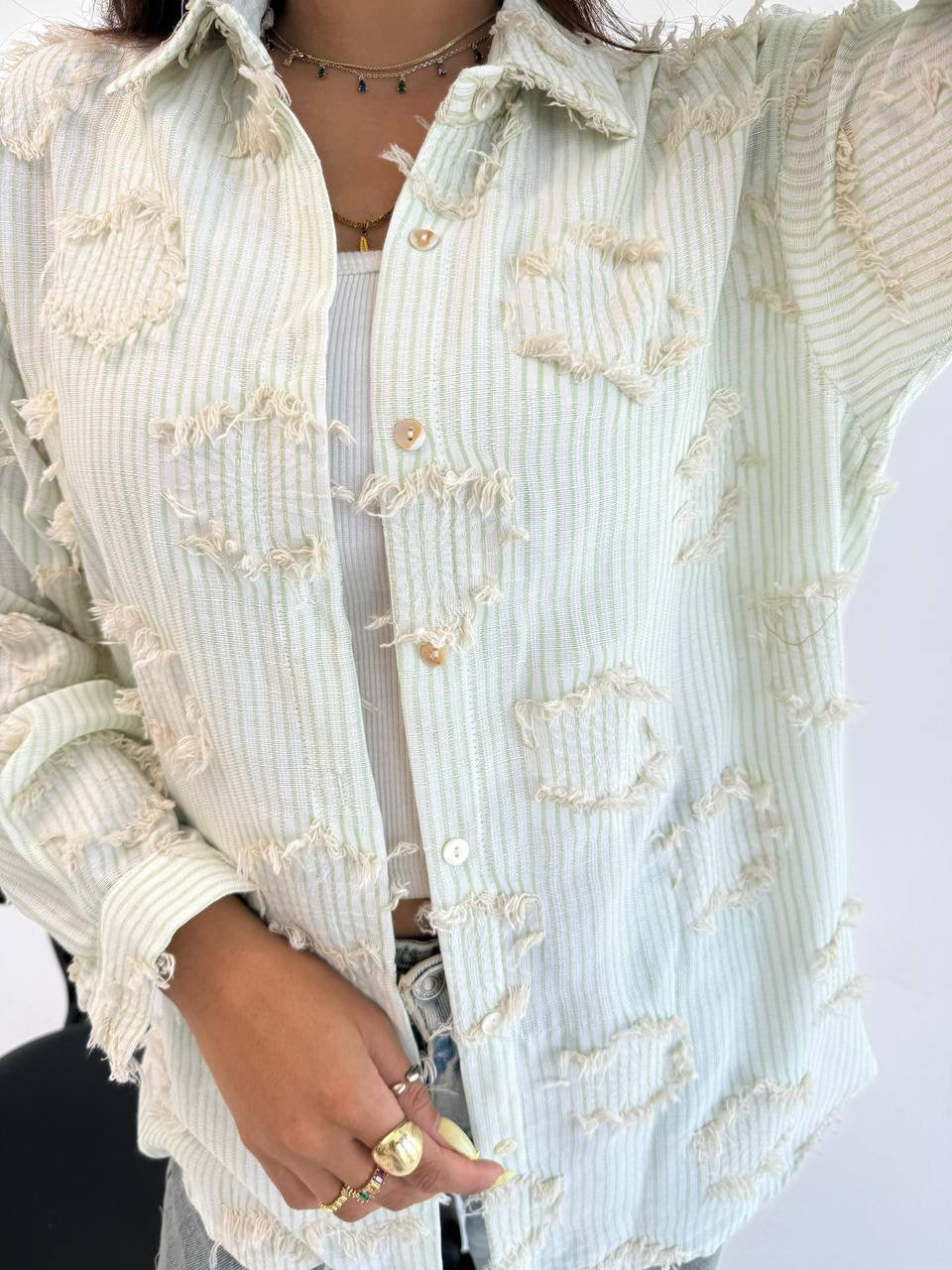 Frayed Stripe Detail Shirt – Modern Casual