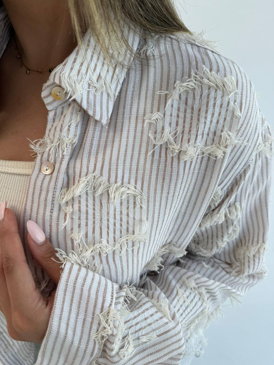 Frayed Stripe Detail Shirt – Modern Casual