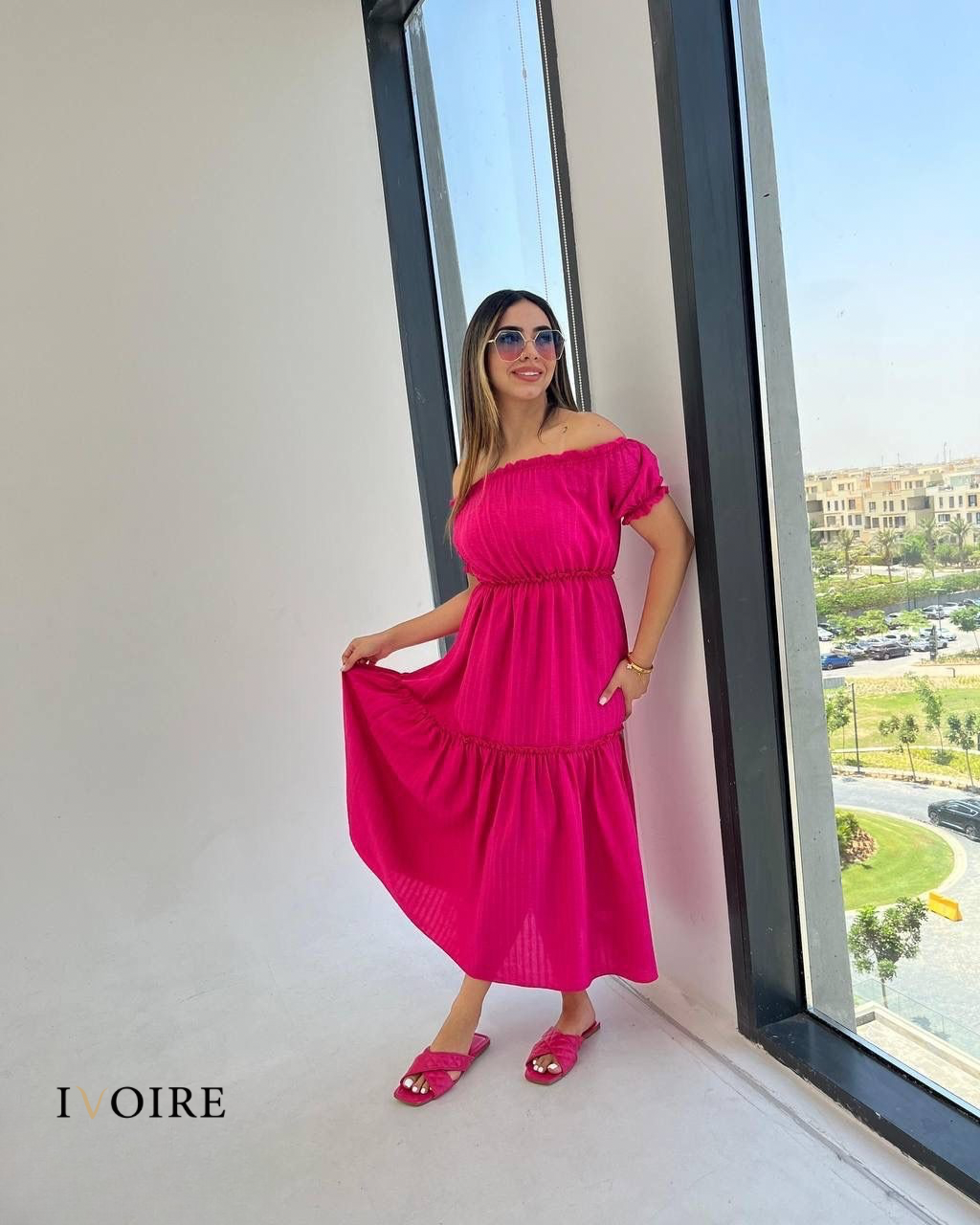 Off-Shoulder Tiered Summer Dress | IVOIRE